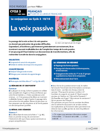 La conjugaison au Cycle 3 (10) / La voix passive