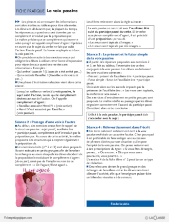 La conjugaison au Cycle 3 (10) / La voix passive