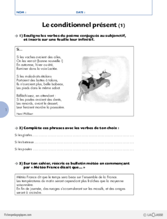 La conjugaison au Cycle 3 (3) / Le conditionnel présent