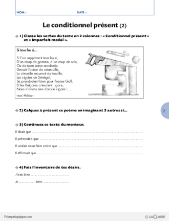 La conjugaison au Cycle 3 (3) / Le conditionnel présent