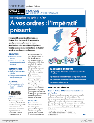 La conjugaison au Cycle 3 (4) / L'impératif présent