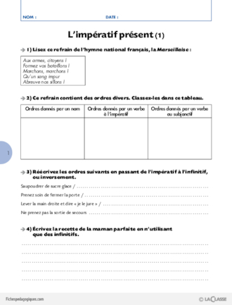 La conjugaison au Cycle 3 (4) / L'impératif présent