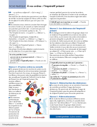 La conjugaison au Cycle 3 (4) / L'impératif présent