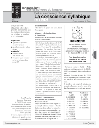 La conscience phonologique (2) / Conscience syllabique en MS