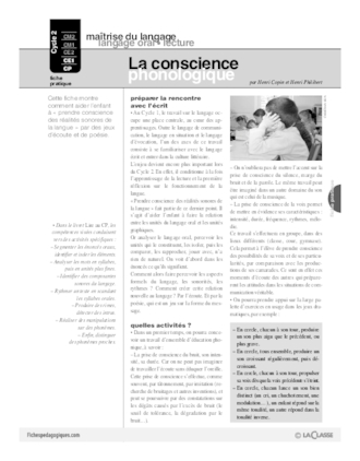 La conscience phonologique