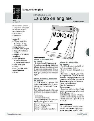 La Date En Anglais L Anglais Par Le Jeu Fichespedagogiques Com