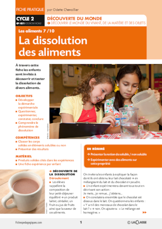 La dissolution des aliments