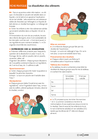 La dissolution des aliments