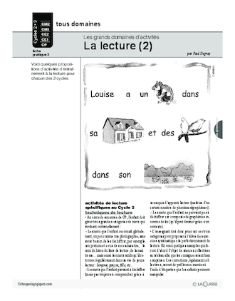 La lecture (2) / Grands domaines d'activités