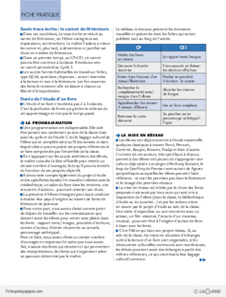 La littérature au Cycle 2 (1) / Vers une programmation