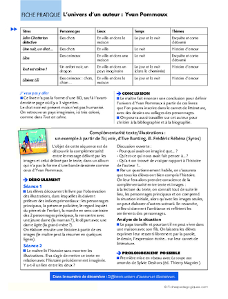 La littérature au Cycle 2 (4) / L'univers d'un auteur : Yvan pommaux