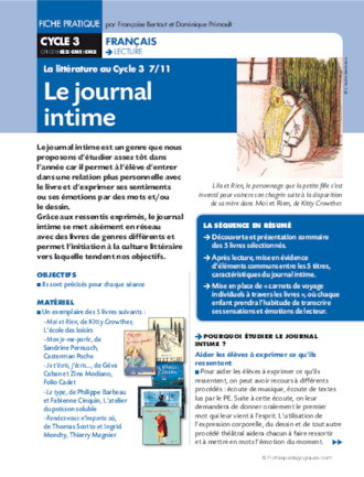 La littérature au Cycle 3 (7) / Le Journal intime