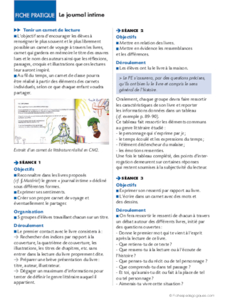 La littérature au Cycle 3 (7) / Le Journal intime