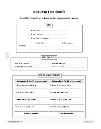 évaluation ce1 arbre généalogique au