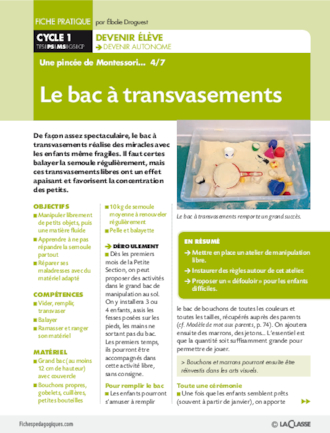 Le bac à transvasements. Montessori 4/7