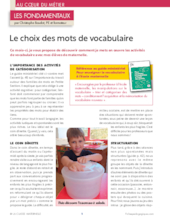 Le choix des mots de vocabulaire