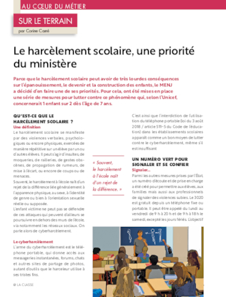 Le harcèlement scolaire, une priorité du ministère