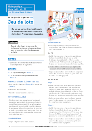 Le lexique de la piscine
