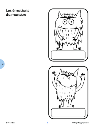 Le monstre des émotions - fiches des mois chez Kaloo K2 - école petite  section