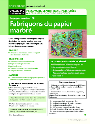 Le papier marbré. Fabriquons du papier marbré