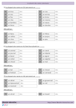 Le pluriel des noms communs
