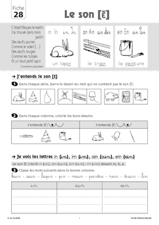 Le Son Orthographie In Ain Ein Fichespedagogiques Com