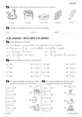 Le son orthographié in, ain, ein