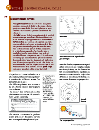 Le Système Solaire Au Cycle 3 Fichespédagogiquescom