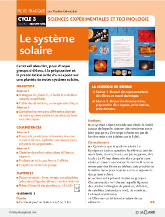 Le Système Solaire Fichespédagogiquescom