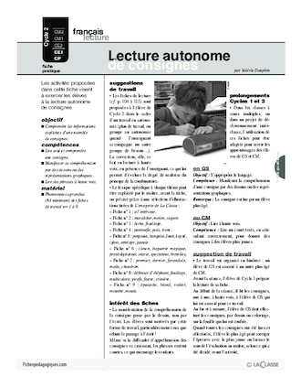 Lecture autonome de consignes