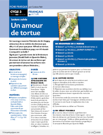 Lecture suivie / Un amour de tortue