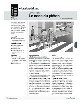 L'enfant piéton (6) / Le code du piéton