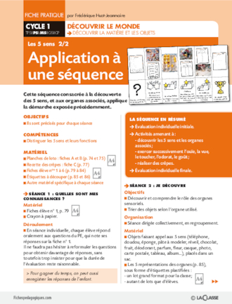 Les 5 Sens 2 2 Application A Une Sequence Fichespedagogiques Com