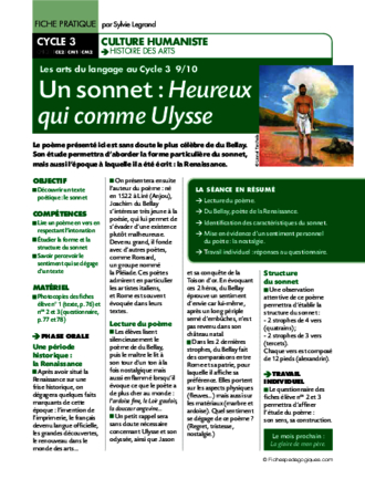 Les arts du langage (9) / Un sonnet : Heureux qui comme Ulysse