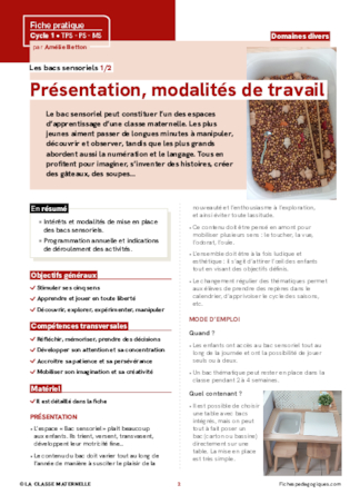 Les bacs sensoriels