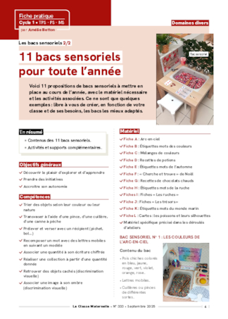 Les bacs sensoriels