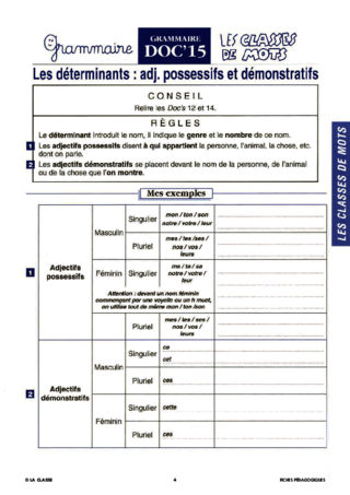 Les classes de mot. Grammaire CM