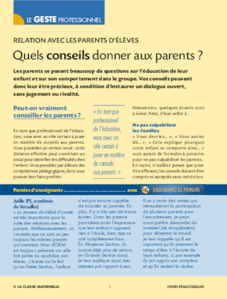 Les conseils à donner aux parents