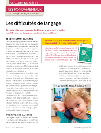 Les difficultés de langage