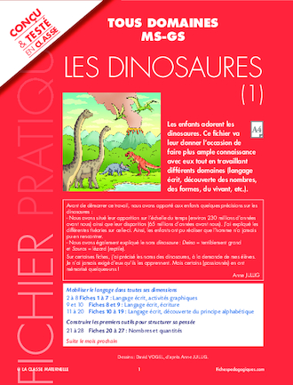 Mais qu'est ce donc : Ecrire le mot dinosaures – MC en maternelle