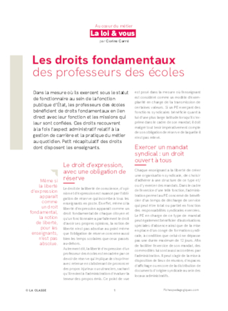 Les droits fondamentaux des professeurs des écoles