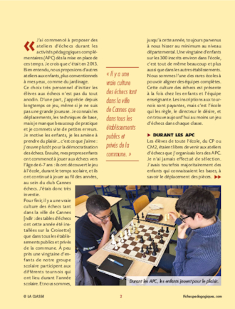 Les élèves de mon école ont découvert les échecs