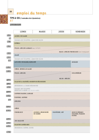 Les emplois du temps GS 2018