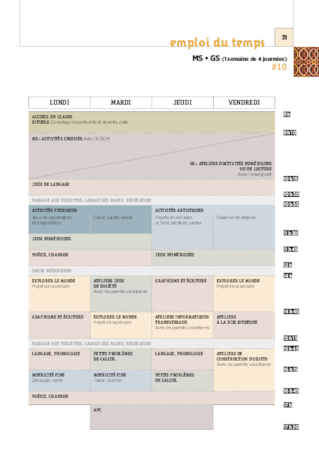 Les emplois du temps GS 2018