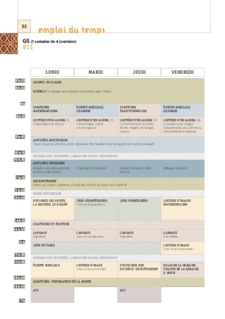 Les emplois du temps GS 2018