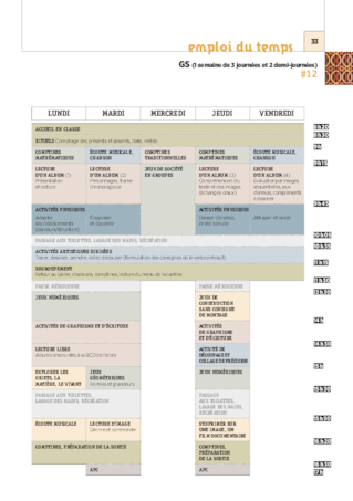 Les emplois du temps GS 2018