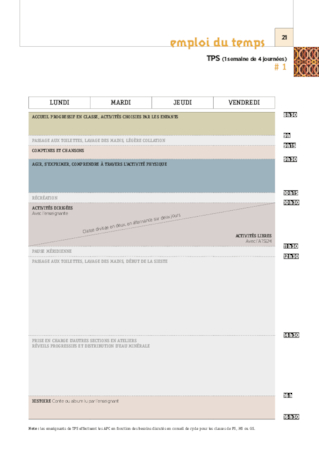 Les emplois du temps TPS 2018