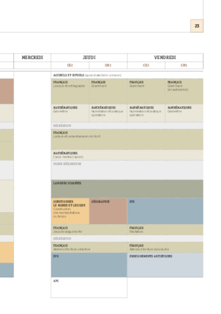 Les emplois du temps CM1 2018