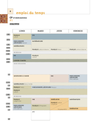 Emplois Du Temps Cp 18 Fichespedagogiques Com