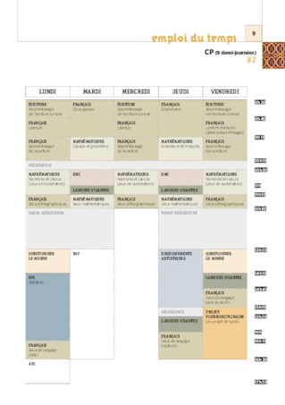 Emplois Du Temps Cp 18 Fichespedagogiques Com